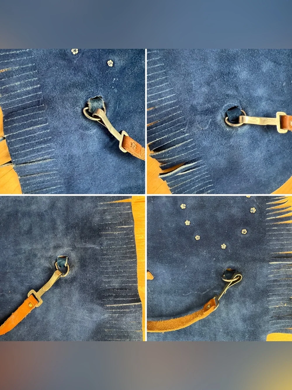 🤠2T-3T Vtg 70s Sears Blue Suede Kids Cowboy Costume Set Vest Chaps Ranchtone Hat